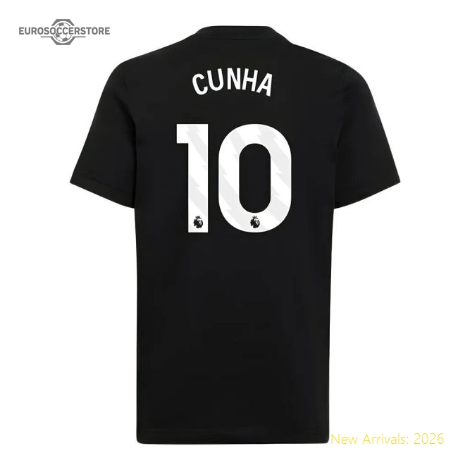 2025-2026 Man Utd EU Training Tee (Black) (Cunha 10)-Vantage Point Soccer