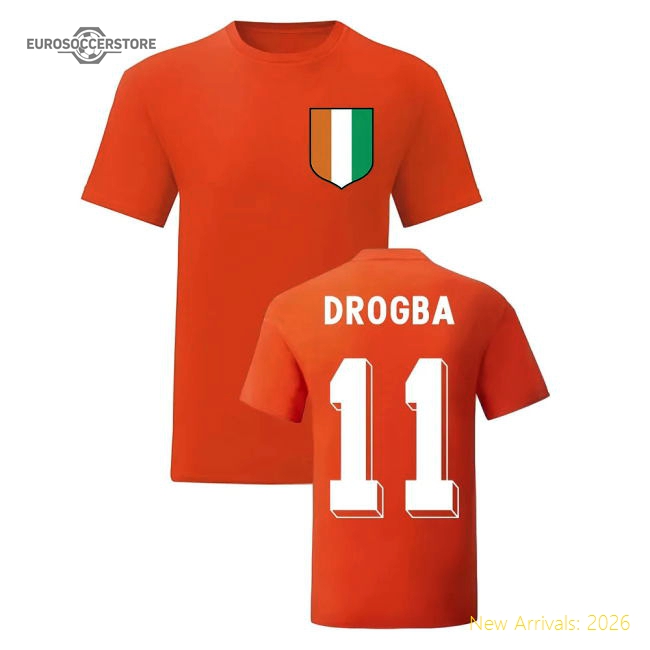 Didier Drogba Ivory Coast National Hero Tee (Orange)-Vantage Point Soccer