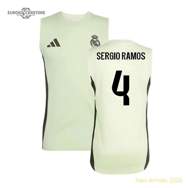 2025-2026 Real Madrid Sleeveless Training Jersey (Almost Lime) (Sergio Ramos 4)-Vantage Point Soccer