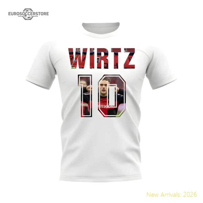 Florian Wirtz Name And Number Bayer Leverkusen T-Shirt (White)-Vantage Point Soccer