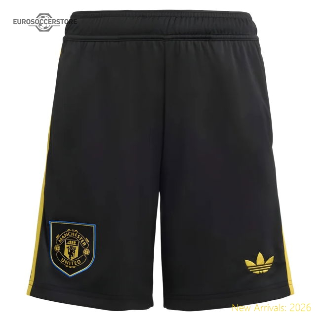 2025-2026 Man Utd Third Shorts (Black) - Kids-Vantage Point Soccer