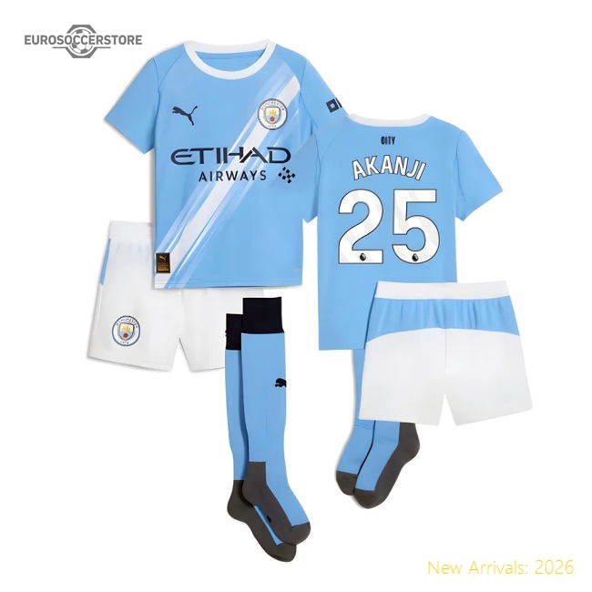 2025-2026 Man City Home Mini Kit (Akanji 25)-Vantage Point Soccer