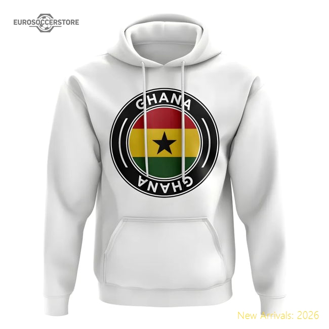 Ghana Football Badge Hoodie (White)-Vantage Point Soccer