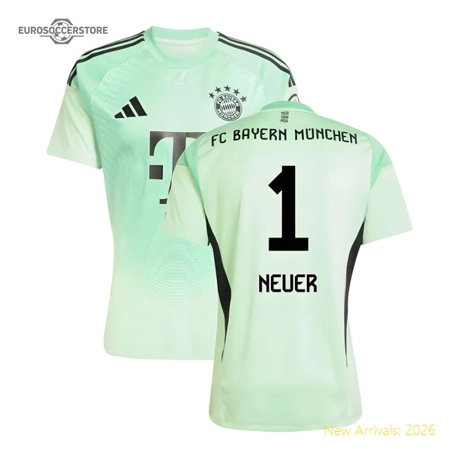 2025-2026 Bayern Munich Home Goalkeeper Shirt (Glory Mint) (Neuer 1)-Vantage Point Soccer