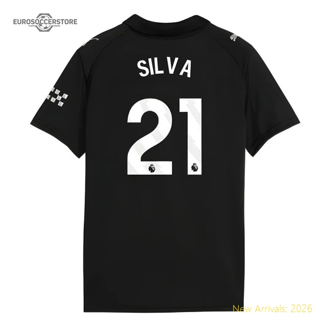 2025-2026 Man City Away Shirt (Kids) (Silva 21)-Vantage Point Soccer