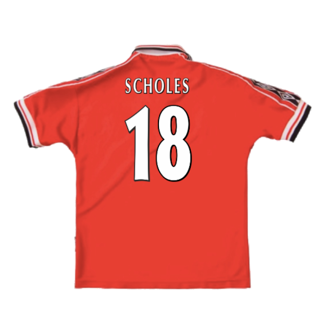 Manchester United 1998-2000 Home Shirt (XXL) (Excellent) (Scholes 18)-Vantage Point Soccer