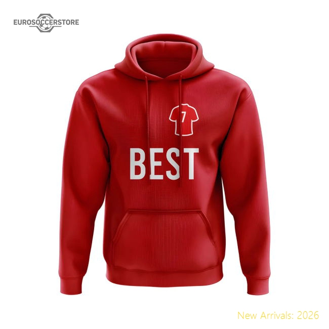George Best Man United Number Hoody (Red)-Vantage Point Soccer