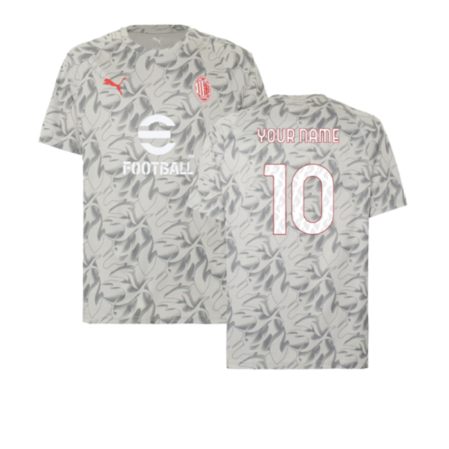 2025-2026 AC Milan Warm Up Jersey (Smokey Gray) (Your Name)-Vantage Point Soccer