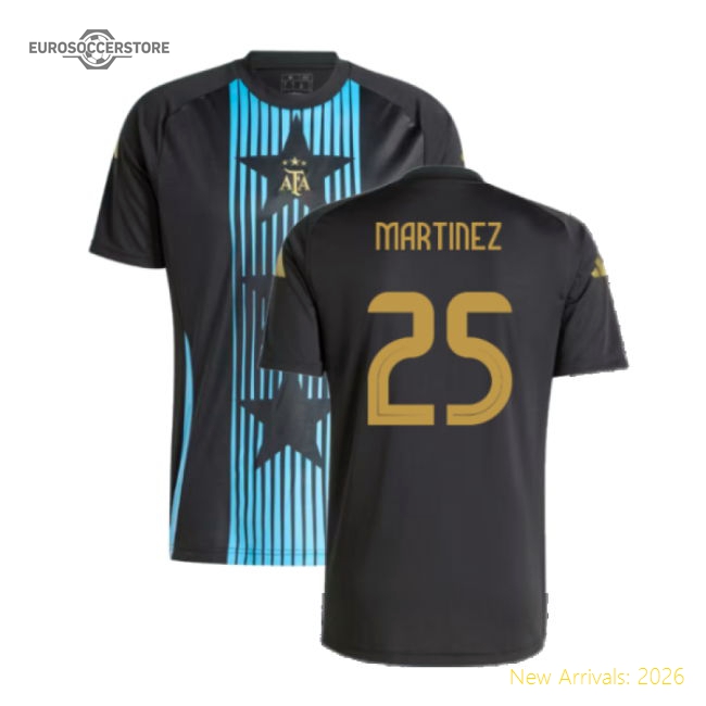 2024-2025 Argentina Pre-Match Shirt (Black) (MARTINEZ 25)-Vantage Point Soccer