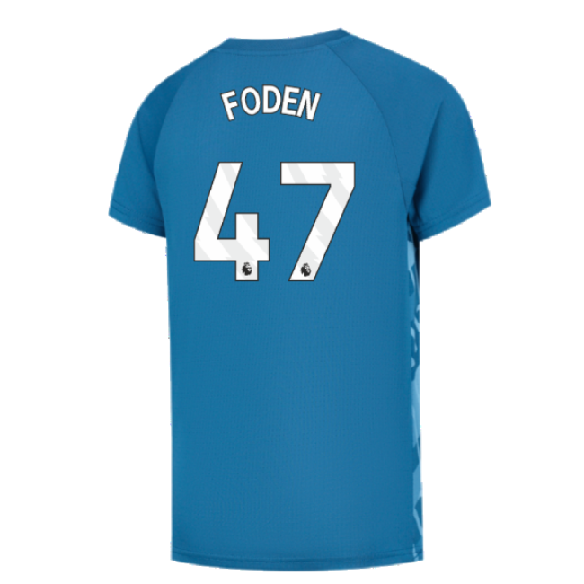 2023-2024 Man City Pre-Match Jersey (Lake Blue) - Kids (FODEN 47)-Vantage Point Soccer