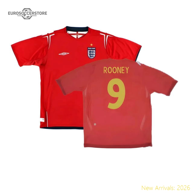 England 2006-08 Away Shirt (XLB 158cm) (Excellent) (ROONEY 9)-Vantage Point Soccer