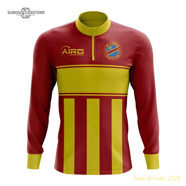 Democratic Republic of Congo Concept Football Half Zip Midlayer Top (Red-Yellow)-Vantage Point Soccer