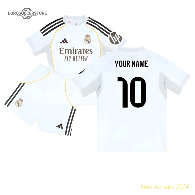 2025-2026 Real Madrid Home Youth Kit (Your Name)-Vantage Point Soccer