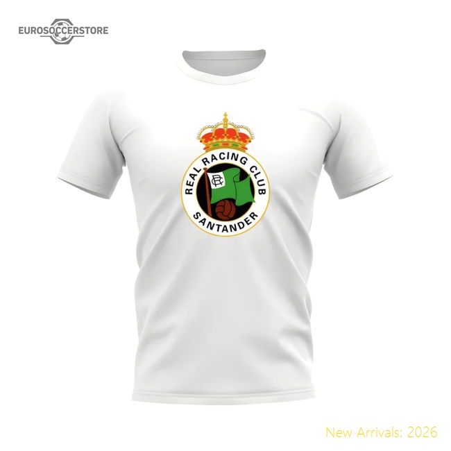 Racing Santander Badge T-Shirt (White)-Vantage Point Soccer