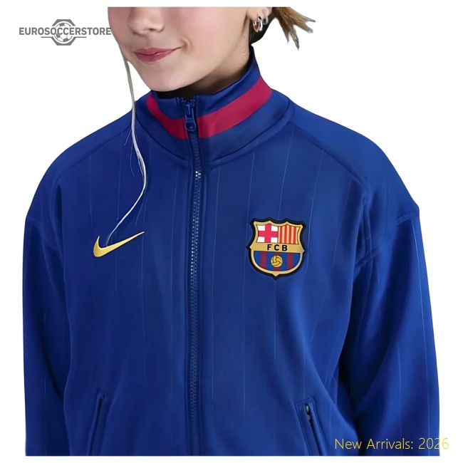 2025-2026 Barcelona Academy Pro Anthem Jacket (Blue) - Kids-Vantage Point Soccer