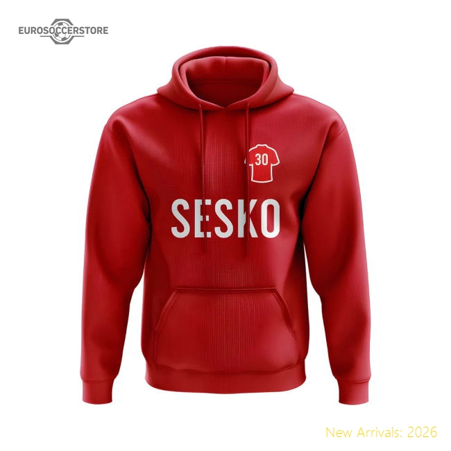 Benjamin Sesko Man United Number Hoody (Red)-Vantage Point Soccer