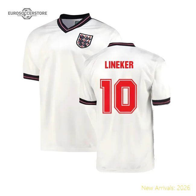 England 1986 Home World Cup Finals Retro Shirt (LINEKER 10)-Vantage Point Soccer