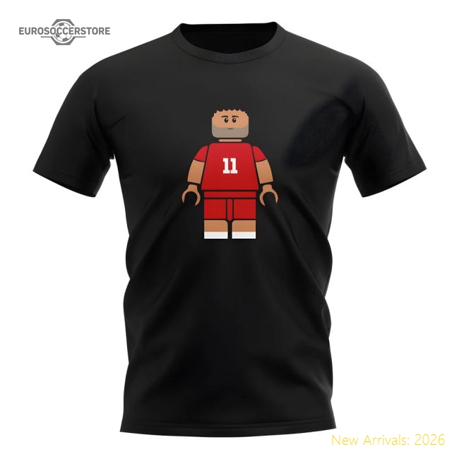 Mo Salah Liverpool Brick Footballer T-Shirt (Black)-Vantage Point Soccer
