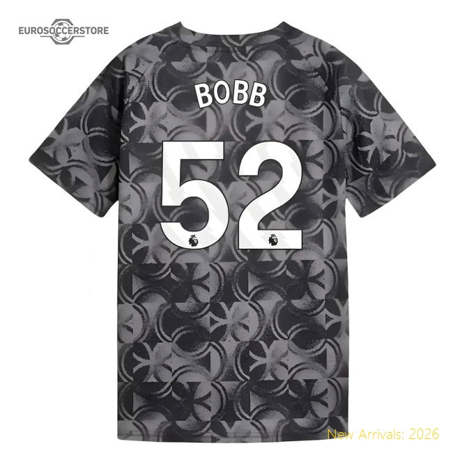 2025-2026 Man City Warm Up Jersey (Black) - Kids (Bobb 52)-Vantage Point Soccer