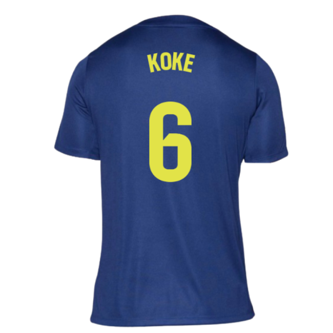 2025-2026 Atletico Madrid Pre-Match Shirt (Blue-Yellow) (Koke 6)-Vantage Point Soccer
