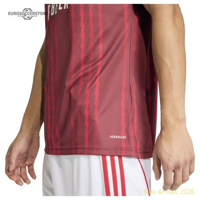 2025-2026 Arsenal Pre-Match Warm Up Shirt (Burgundy)-Vantage Point Soccer