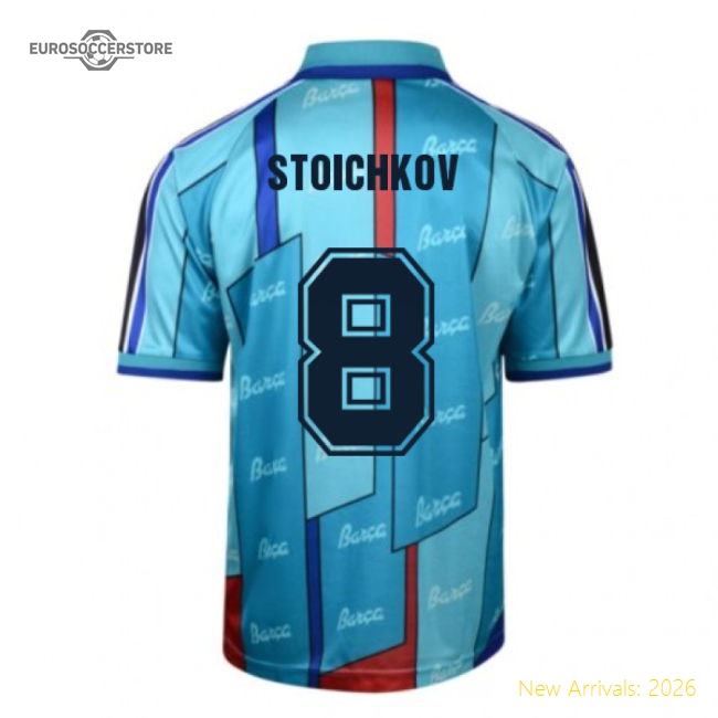 Score Draw Barcelona 1997 ECWC Final Retro Football Shirt (STOICHKOV 8)-Vantage Point Soccer