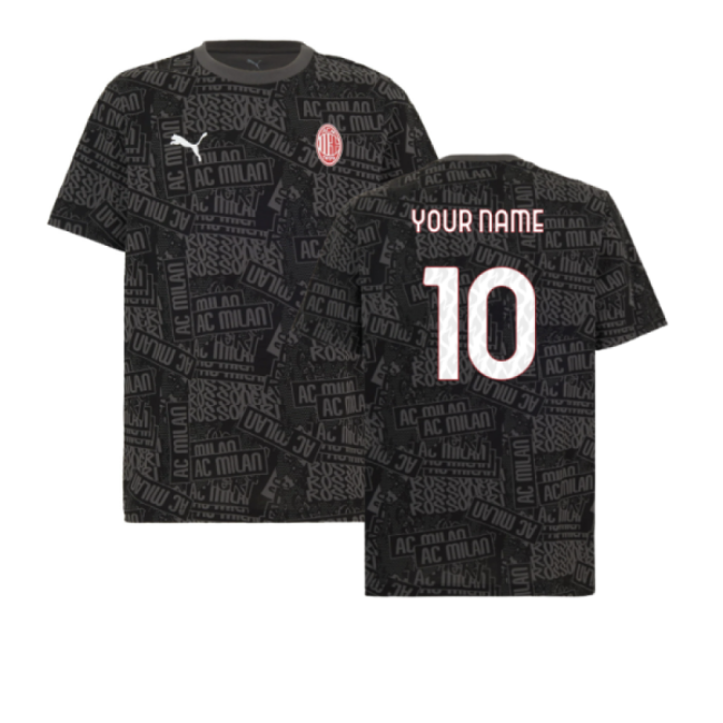 2025-2026 AC Milan ftblCulture Tee AOP (Black) (Your Name)-Vantage Point Soccer