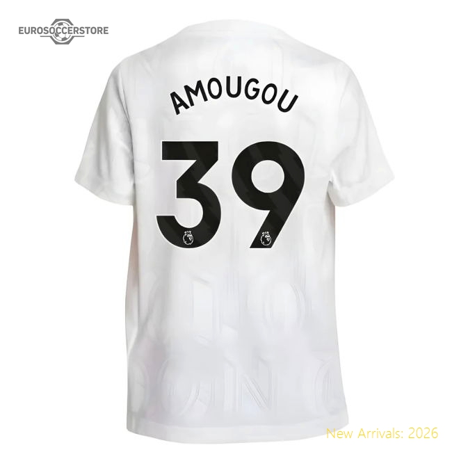 2025-2026 Chelsea Pre-Match Shirt (White) - Kids (Amougou 39)-Vantage Point Soccer