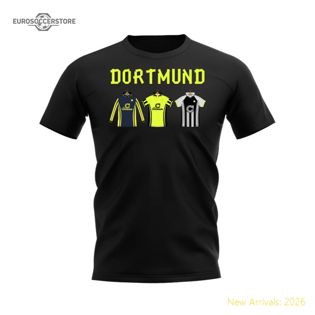 Dortmund 1996-1997 Retro Shirt T-shirt - Text (Black)-Vantage Point Soccer