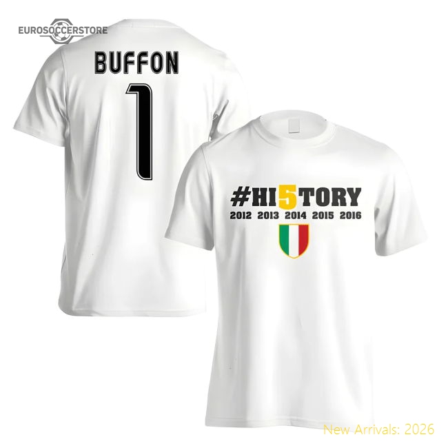 Juventus History Winners T-Shirt (Buffon 1) - White-Vantage Point Soccer