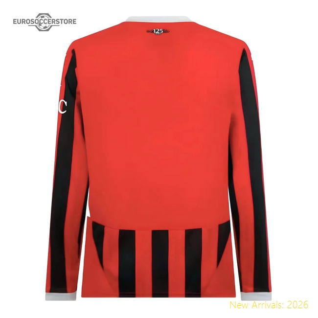 2024-2025 AC Milan Home Long Sleeve Shirt-Vantage Point Soccer