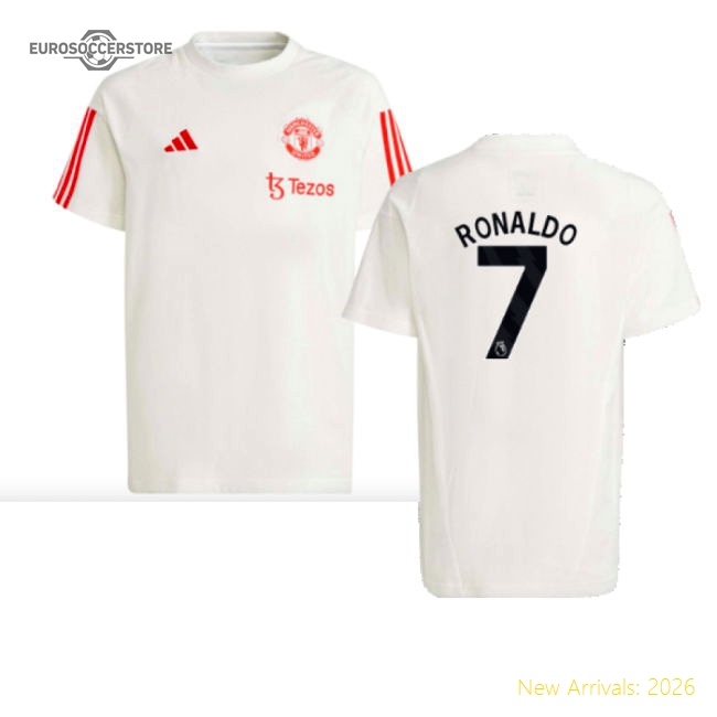 2023-2024 Man Utd Training Tee (White) - Kids (Ronaldo 7)-Vantage Point Soccer