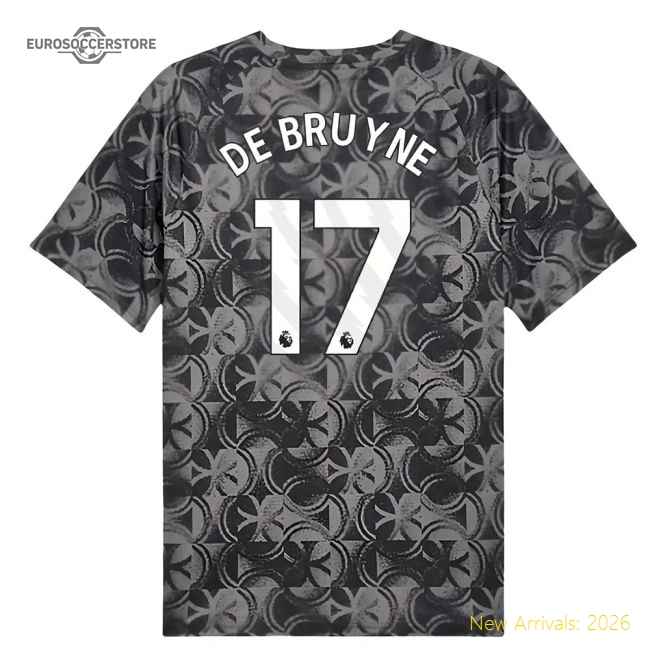 2025-2026 Man City Warm Up Jersey (Black) (De Bruyne 17)-Vantage Point Soccer