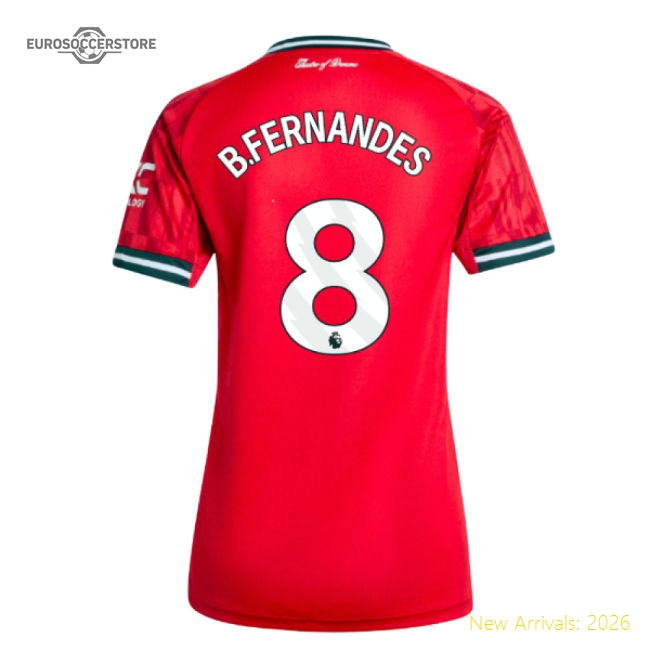 2025-2026 Man Utd Home Shirt (Womens) (B.Fernandes 8)-Vantage Point Soccer
