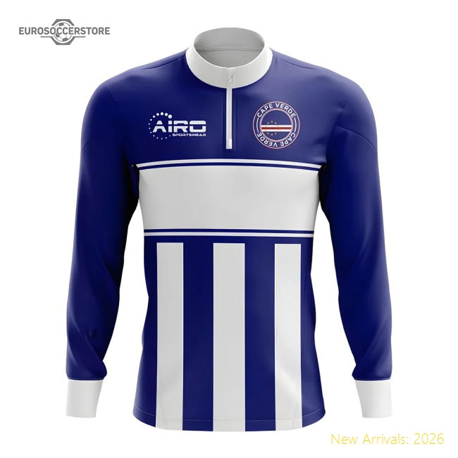 Cape Verde Concept Football Half Zip Midlayer Top (Navy-White)-Vantage Point Soccer