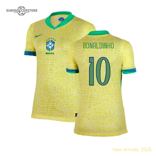 2024-2025 Brazil Home Shirt (Womens) (Ronaldinho 10)-Vantage Point Soccer