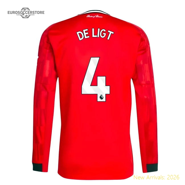 2025-2026 Man Utd Long Sleeve Home Shirt (De Ligt 4)-Vantage Point Soccer