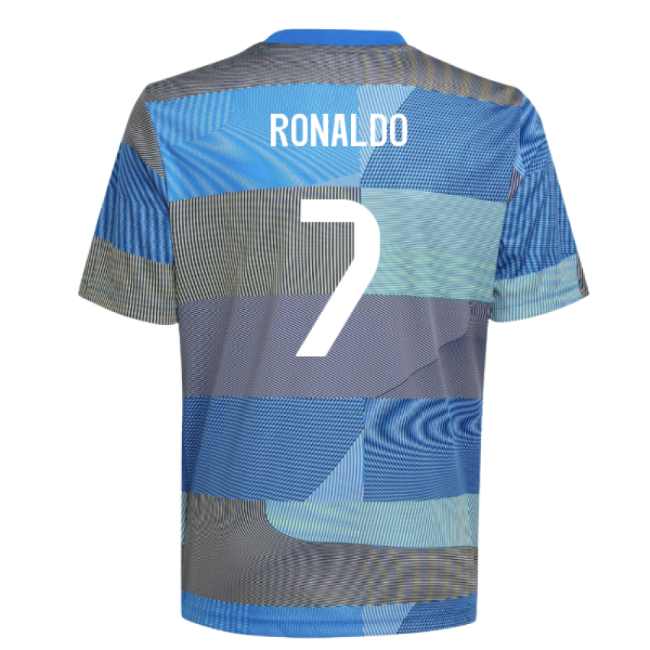 2025-2026 Real Madrid Pre-Match Shirt (Blue) - Kids (Ronaldo 7)-Vantage Point Soccer