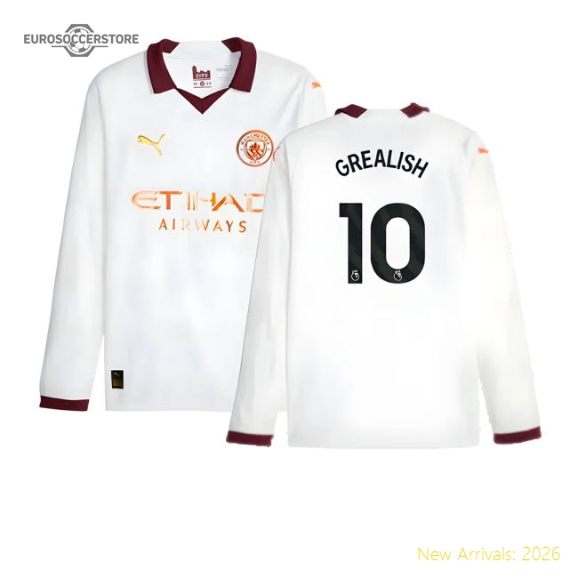 2023-2024 Man City Long Sleeve Away Shirt (GREALISH 10)-Vantage Point Soccer