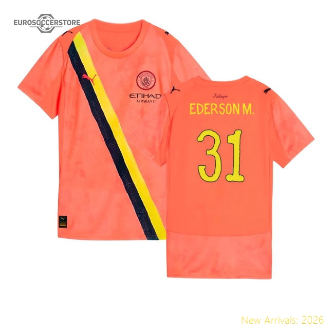 2025-2026 Manchester City CWC Goalkeeper Shirt (Neon Sun) - Womens (Ederson M. 31)-Vantage Point Soccer