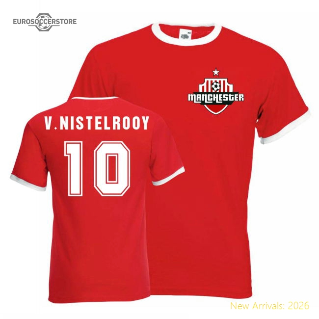 Ruud Van Nistelrooy Man Utd Ringer Tee (red)-Vantage Point Soccer