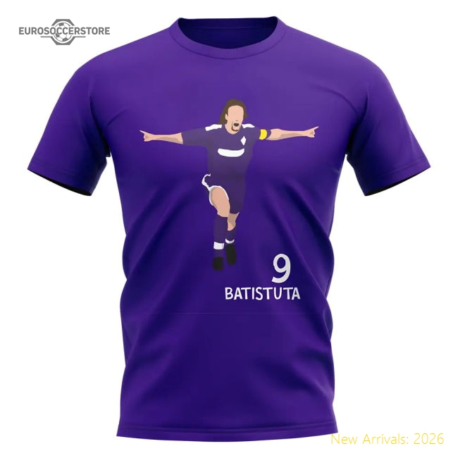 Gabriel Batistuta Fiorentina Player Graphic T-Shirt (Purple)-Vantage Point Soccer