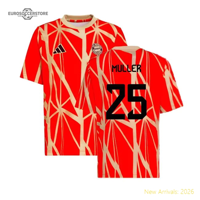 2024-2025 Bayern Munich Pre-Match Shirt (Red) (Muller 25)-Vantage Point Soccer