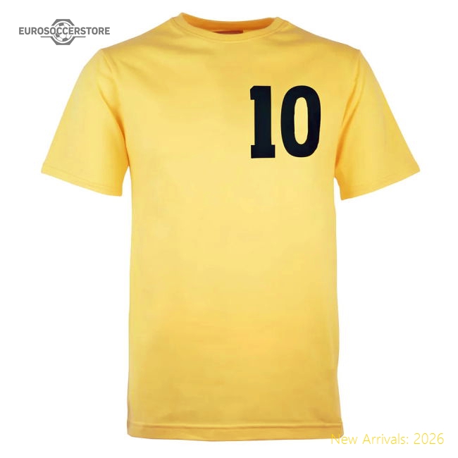 Brazil No 10 Pele Yellow T-Shirt-Vantage Point Soccer