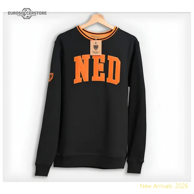 Netherlands Retro Football Sweatshirt (Black)-Vantage Point Soccer