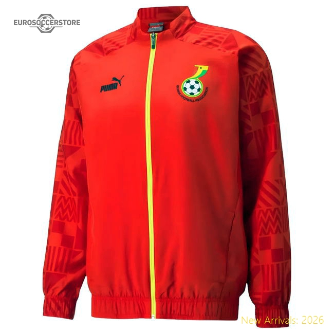 2022-2023 Ghana Prematch Jacket (Red)-Vantage Point Soccer