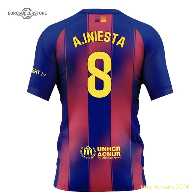 2025-2026 Barcelona Home Shirt (Kids) (A.Iniesta 8)-Vantage Point Soccer