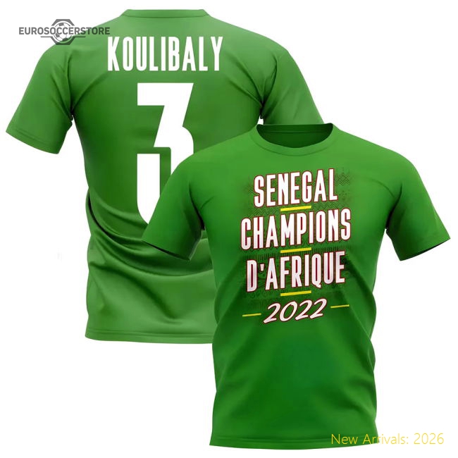 Kalidou Koulibaly 2022 Senegal African Nations Winners Tee (Green)-Vantage Point Soccer