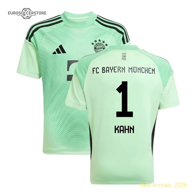 2025-2026 Bayern Munich Home Goalkeeper Shirt (Glory Mint) - Kids (Kahn 1)-Vantage Point Soccer