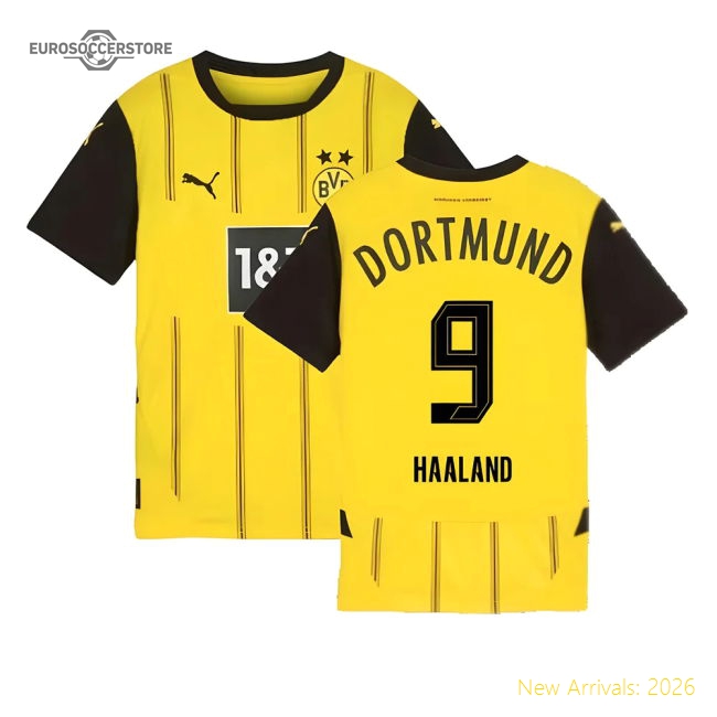 2024-2025 Borussia Dortmund Home Shirt (Kids) (Haaland 9)-Vantage Point Soccer